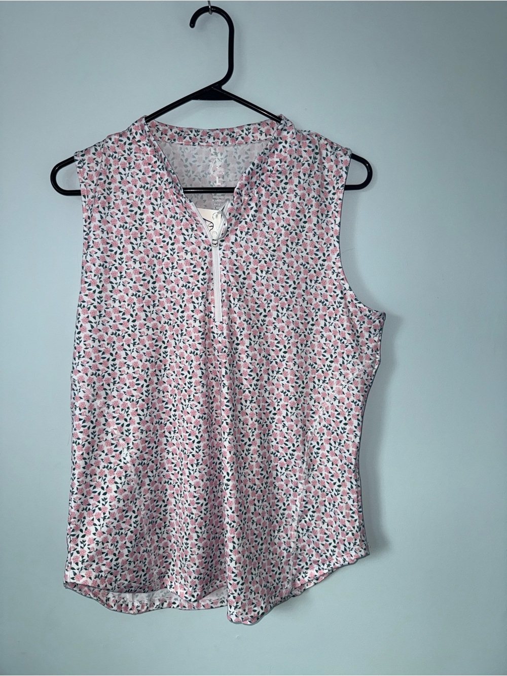 Rhoback Pink Floral Zip Tank Top